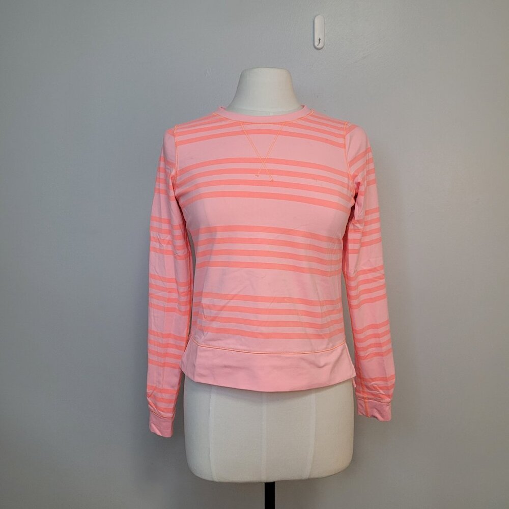 Lululemon Run: Warm Up Crew Ocean Stripe Bleached Coral / Pop Orange Size 4